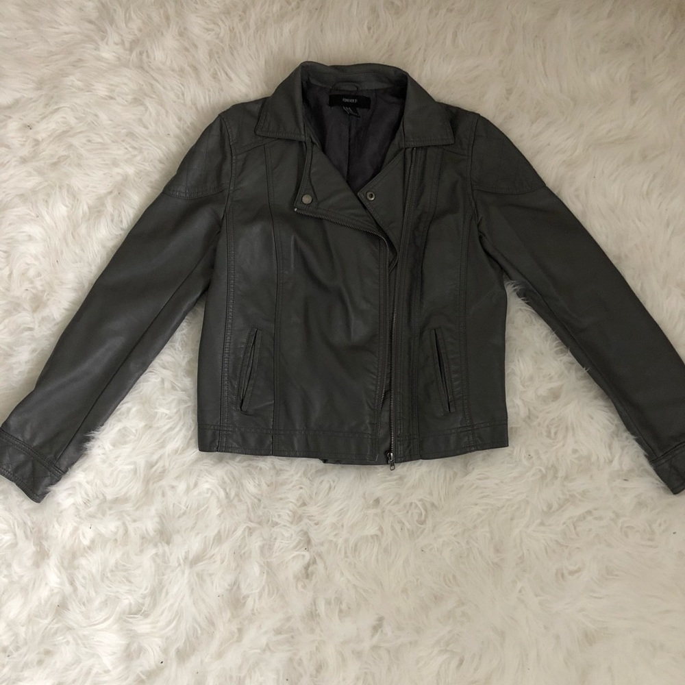 Grey faux leather jacket